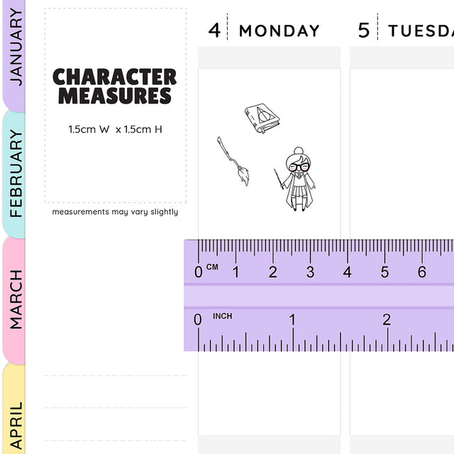 Sticker sizes sample Wizard Planner Girl Stickers