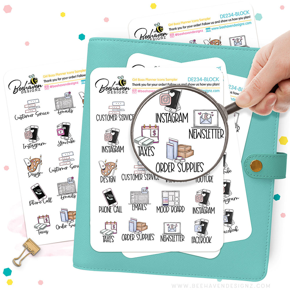 Girl Boss Planner Icons Sticker Sampler
