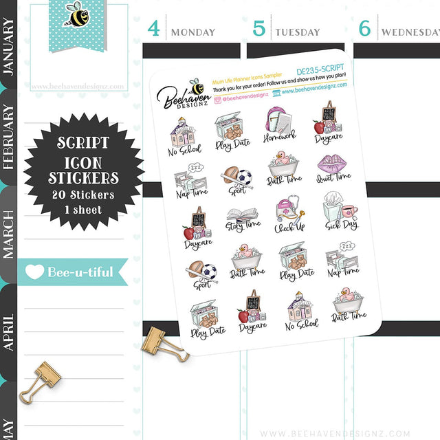 Mum Planner Icons Sticker Sampler