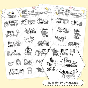 Script Word Sticker Sampler