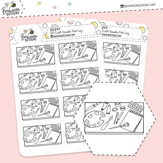 Arts Craft Doodle Flat Lay Stickers