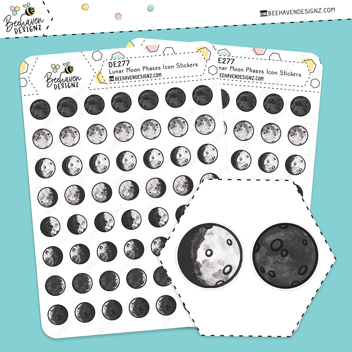 Lunar Moon Phases Icon Stickers
