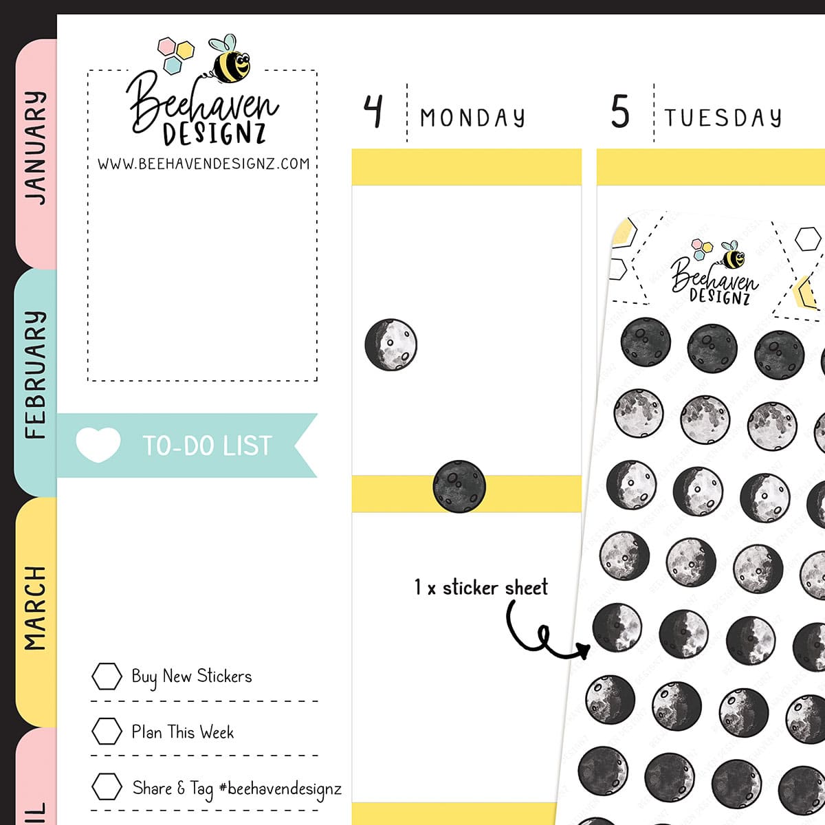 Lunar Moon Phases Icon Stickers