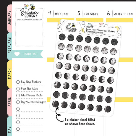 Lunar Moon Phases Icon Stickers