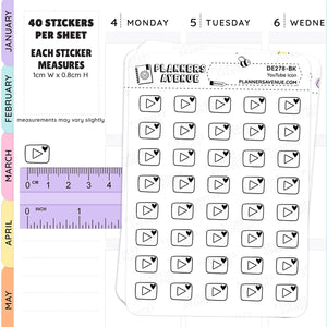 Foiled YouTube Mini Icon Planner Stickers