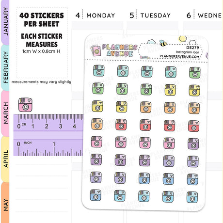 Rainbow Instagram Mini Icon Planner Stickers