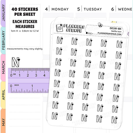 Foiled Netflix Mini Icon Planner Stickers