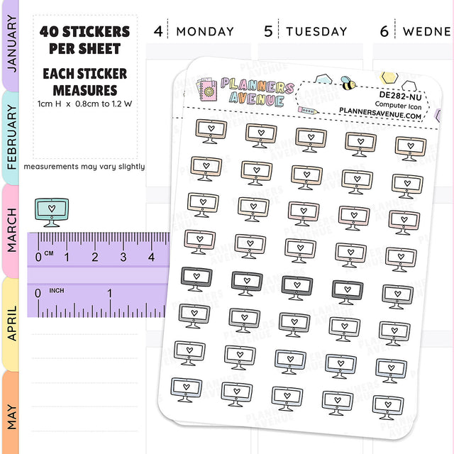 Computer Mini Icon Planner Stickers neutral colours