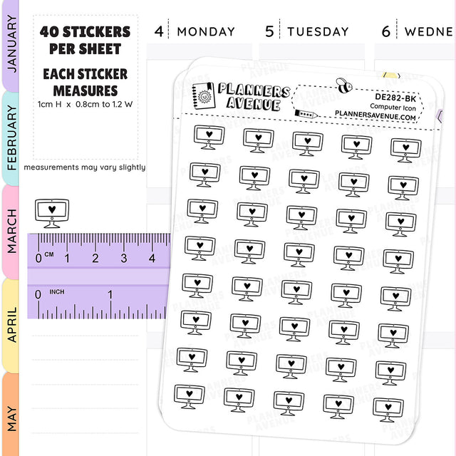 Foiled Computer Mini Icon Planner Stickers