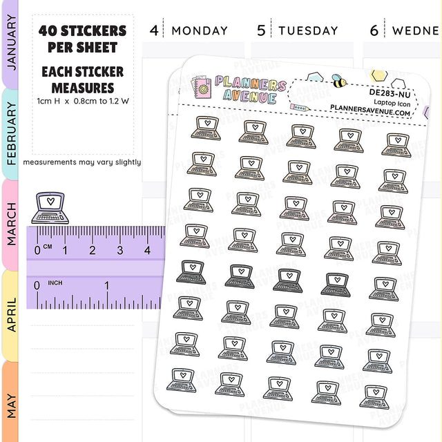 Laptop Mini Icon Planner Stickers in neutral colours