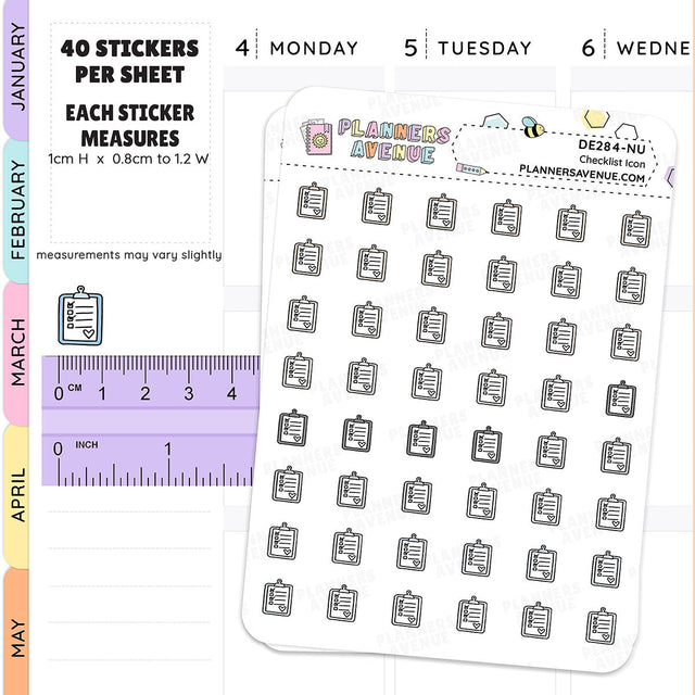 Neutral Checklist Mini Icon Planner Stickers