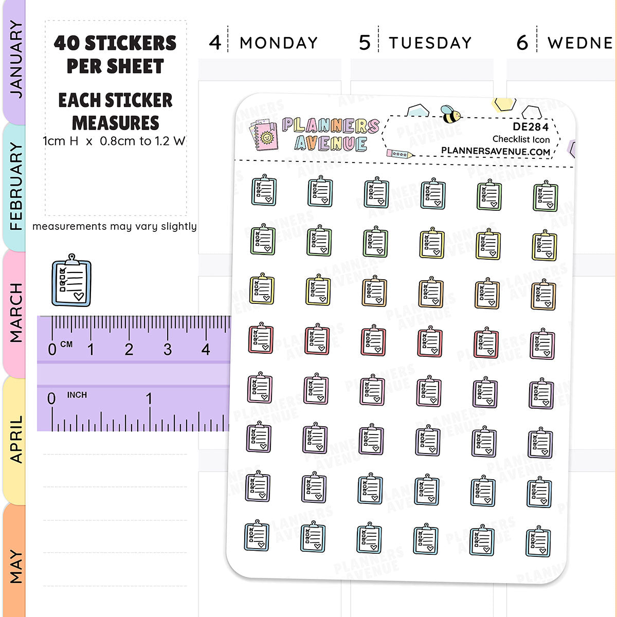 Rainbow Checklist Mini Icon Planner Stickers