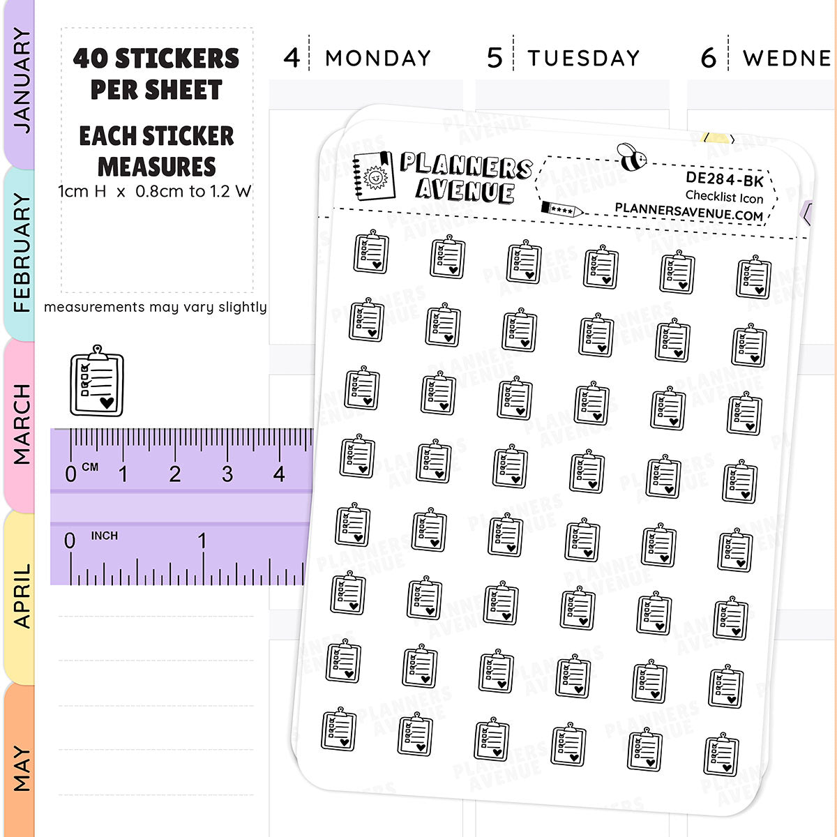 Black Checklist Mini Icon Planner Stickers