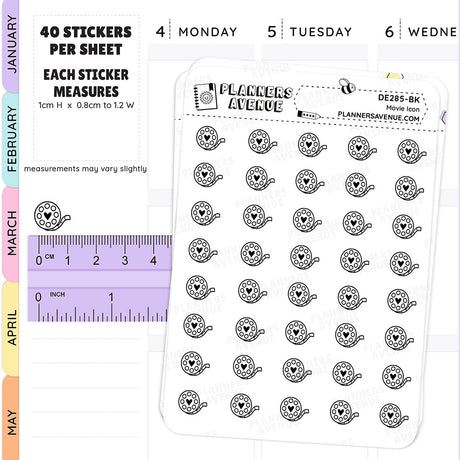 Foiled Movie Mini Icon Planner Stickers