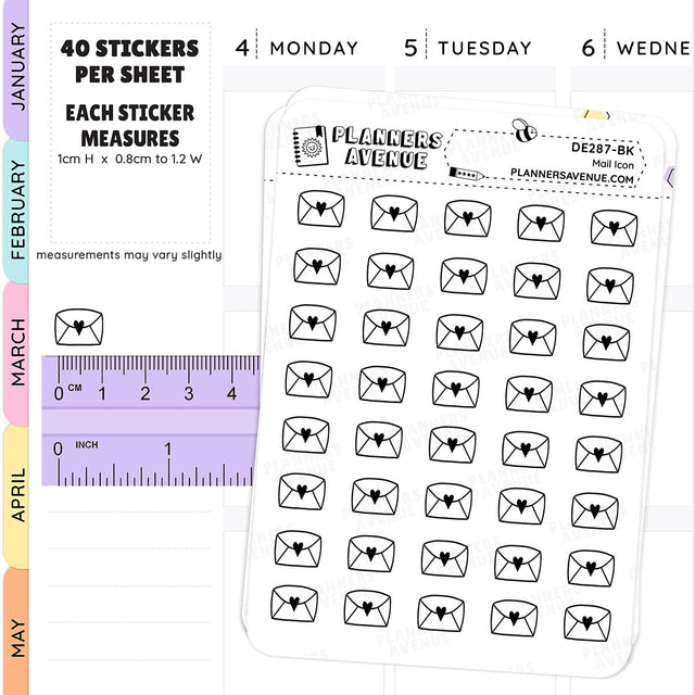 Block Mail Mini Icon Planner Stickers