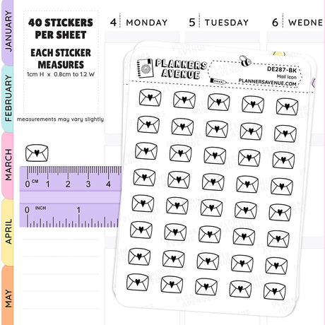 Foiled Mail Mini Icon Planner Stickers