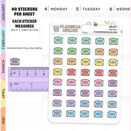 Rainbow Mail Mini Icon Planner Stickers