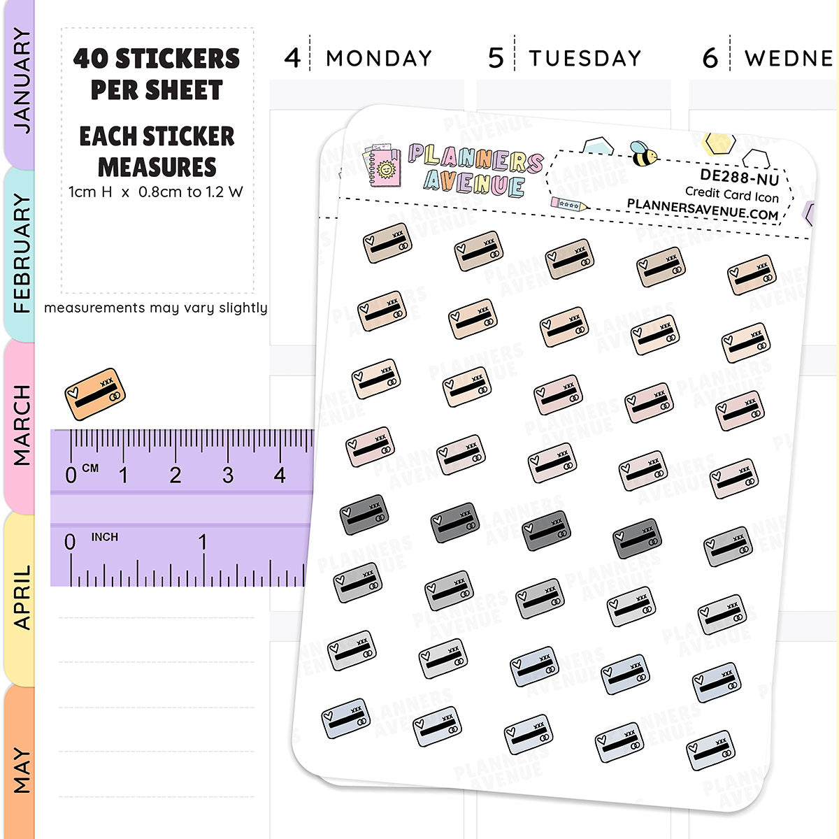Neutral Credit Card Mini Icons Planner Stickers