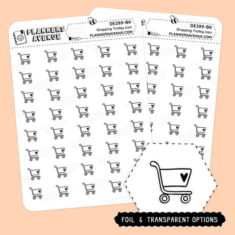 Foiled Shopping Trolley Mini Icons Stickers