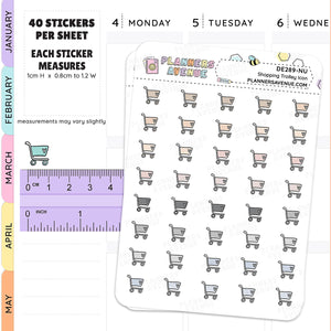 Neutral Shopping Trolley Mini Icons Planner Stickers