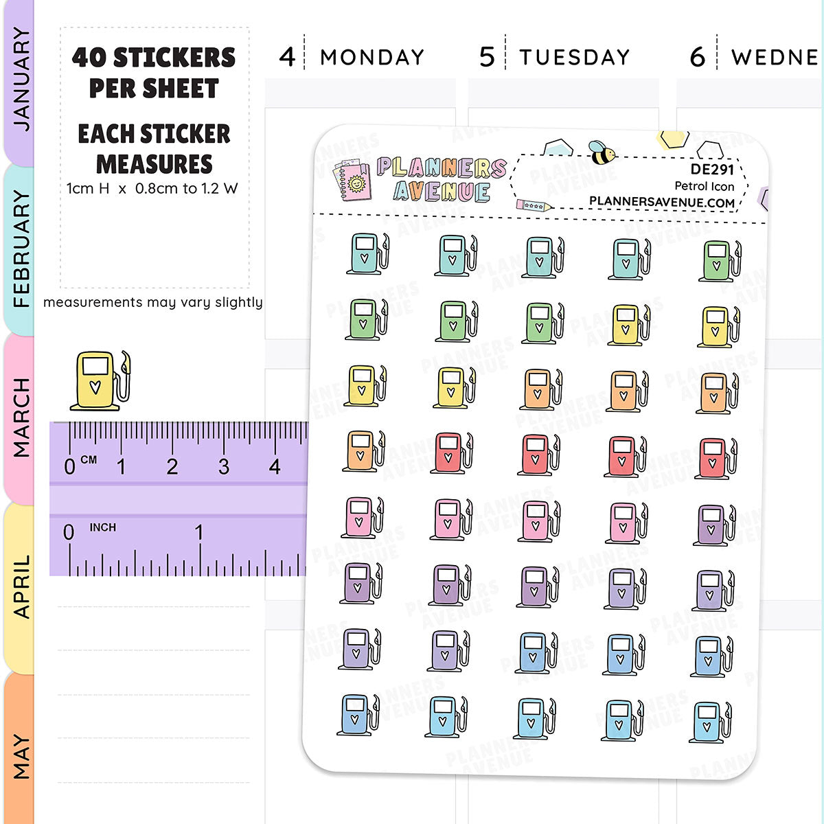 Rainbow Fuel Mini Icons Planner Stickers