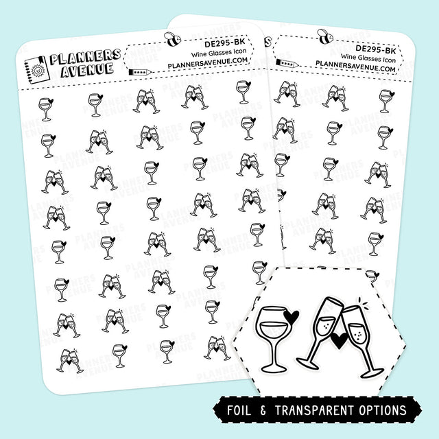 Foiled Wine Glasses Mini Icon Stickers