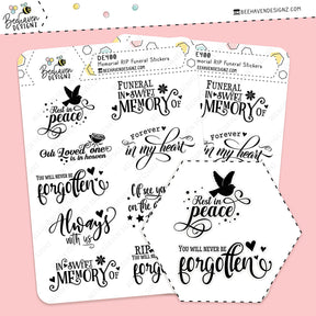 Memorial RIP Funeral Stickers
