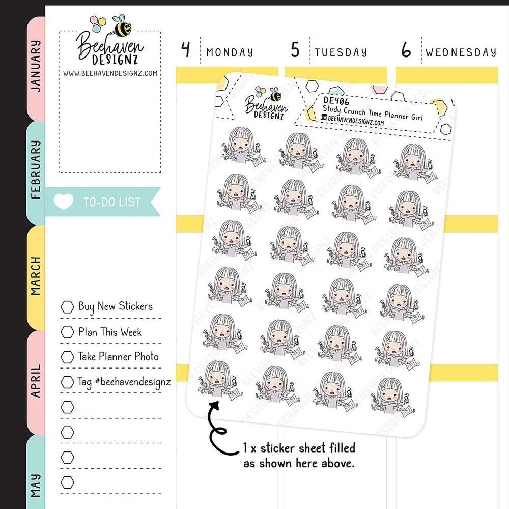 Study Planner Girl Stickers