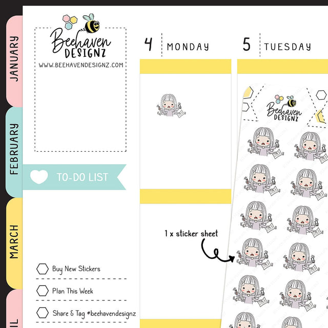 Study Planner Girl Stickers