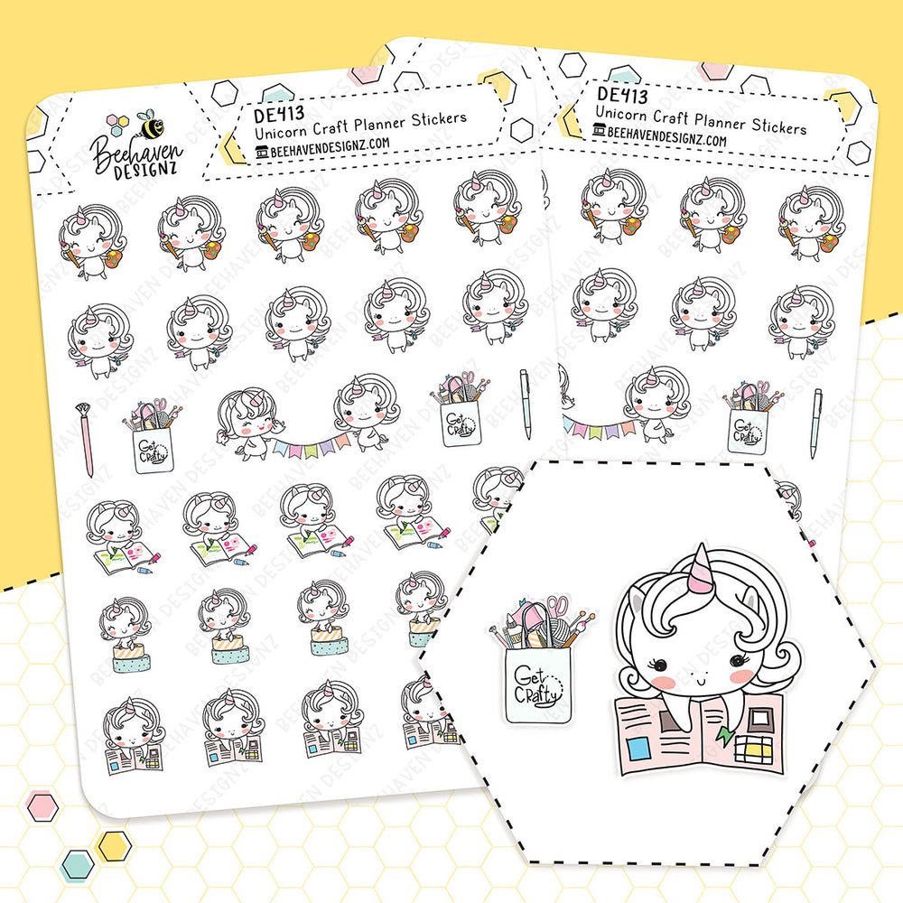 Unicorn Craft Doodle Planner Stickers