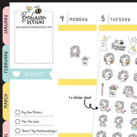 Unicorn Craft Doodle Planner Stickers