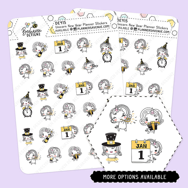 Unicorn New Year Stickers