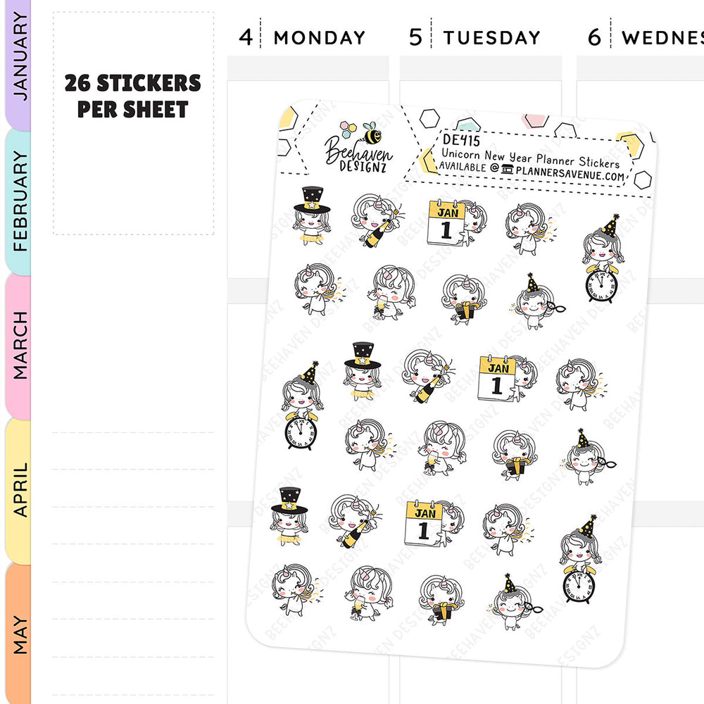 Unicorn New Year Stickers