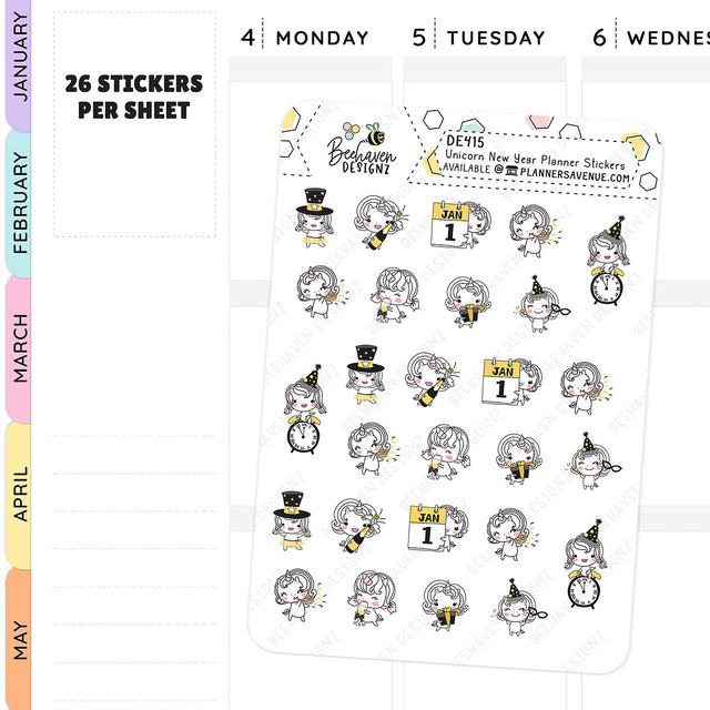 Unicorn New Year Stickers
