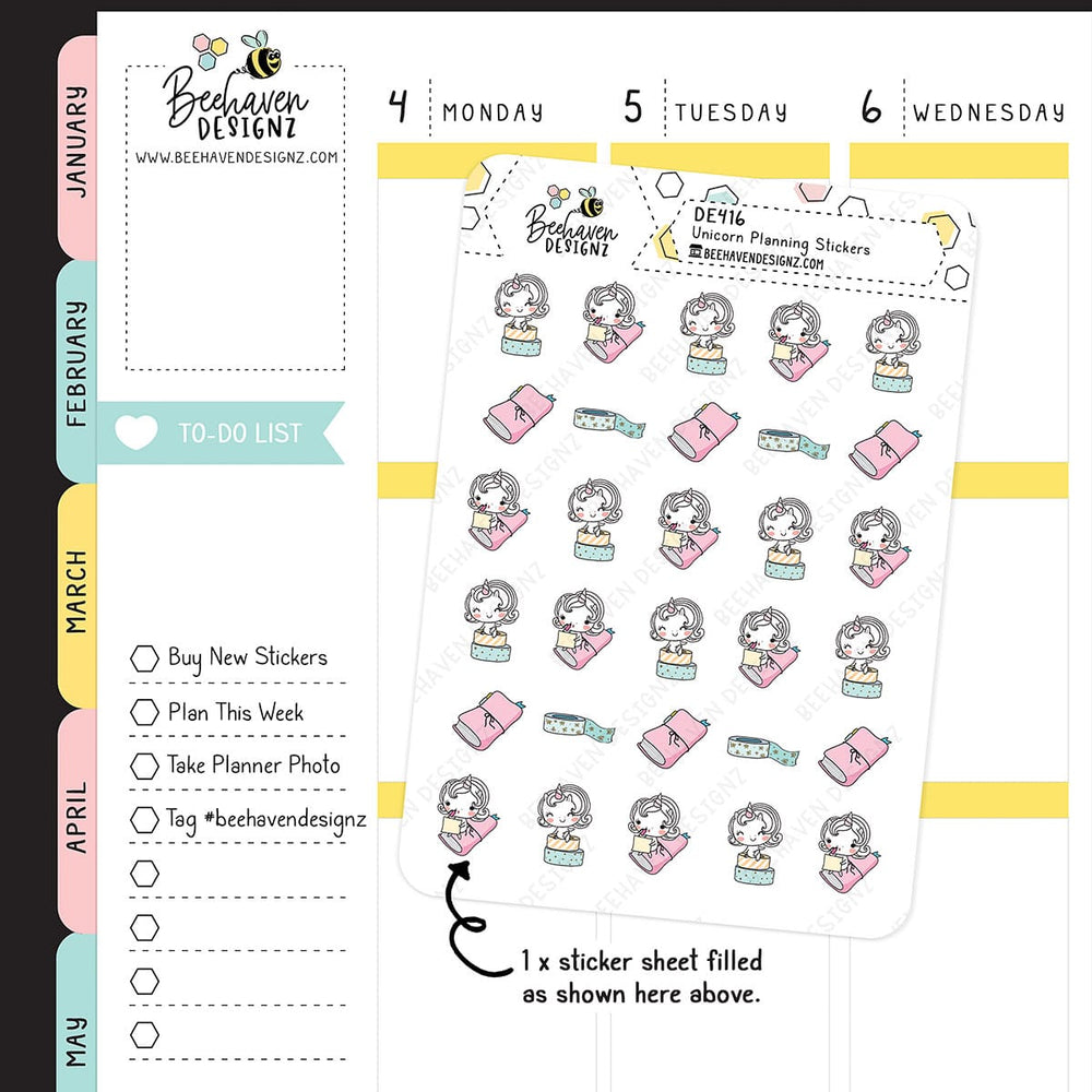 Unicorn Planning Doodle Stickers