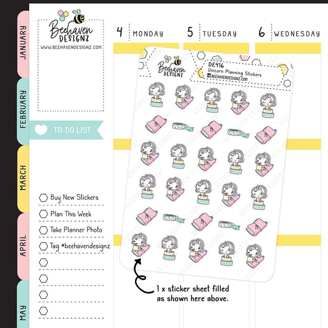 Unicorn Planning Doodle Stickers