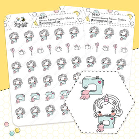Unicorn Sewing Doodle Planner Stickers