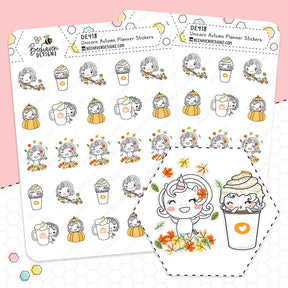Unicorn Autumn Doodle Planner Stickers