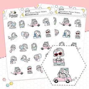 Unicorn Travel Doodle Planner Stickers