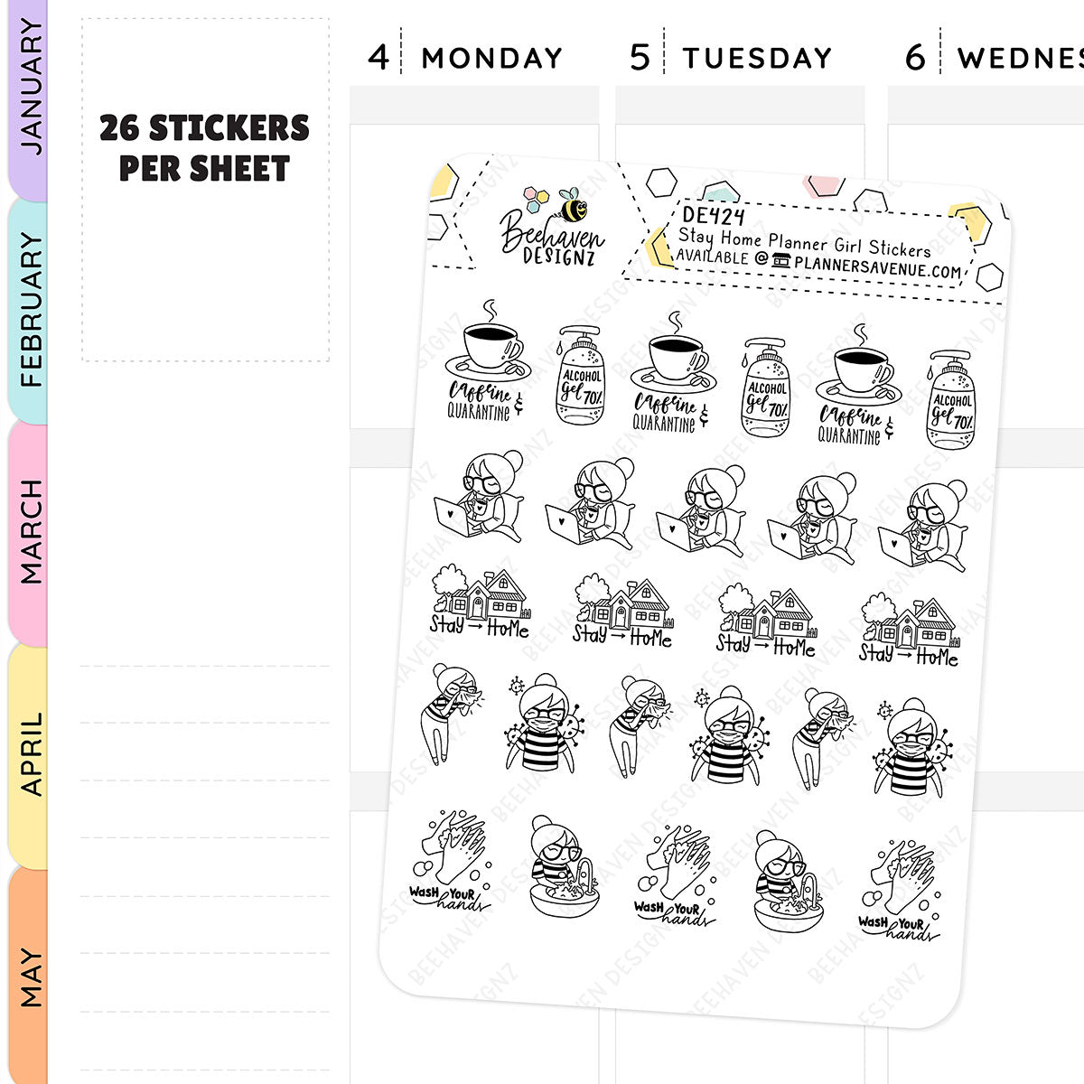 Work from Home Sick Planner Girl Stickers