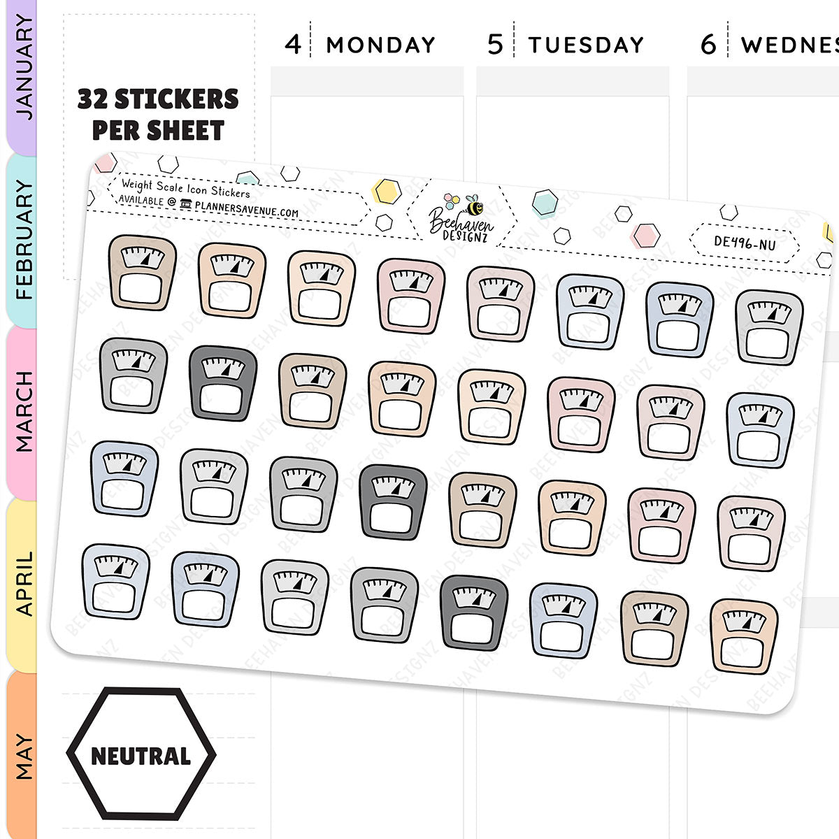 Neutral Weight Scale Tracker Planner Stickers