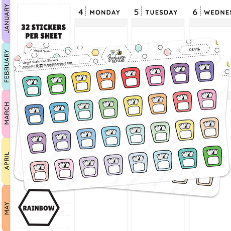 Rainbow Weight Scale Tracker Planner Stickers