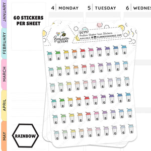 Rainbow Protein Shaker Icon Planner Stickers