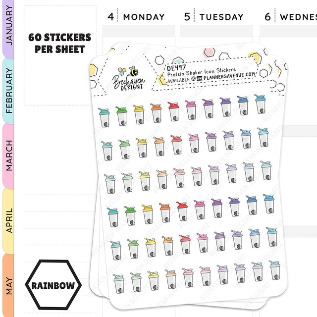 Rainbow Protein Shaker Icon Planner Stickers