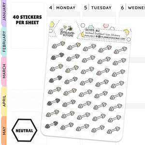neutral Workout Dumbbell Icon Planner Stickers