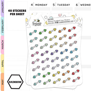 Rainbow Workout Dumbbell Icon Planner Stickers