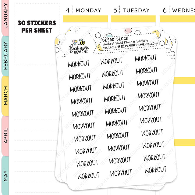 Block Text style Workout Script Planner Stickers