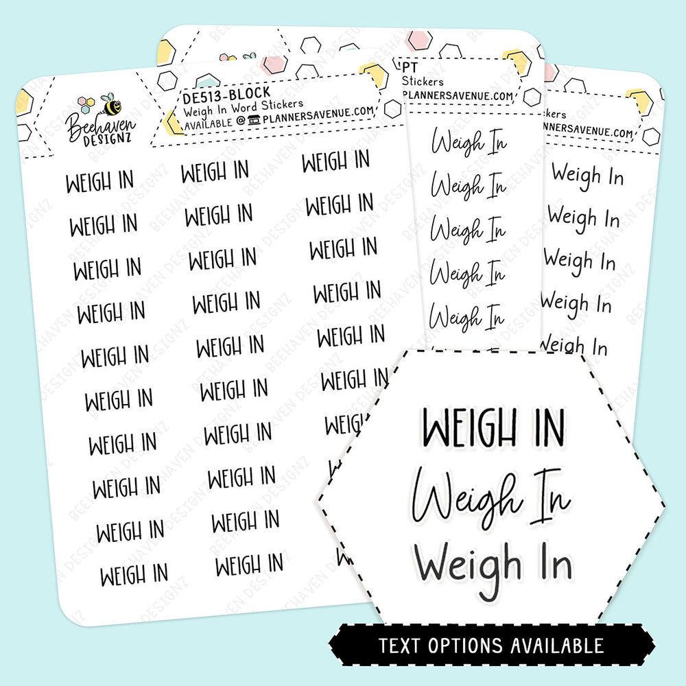 Weigh In Script Planner Stickers