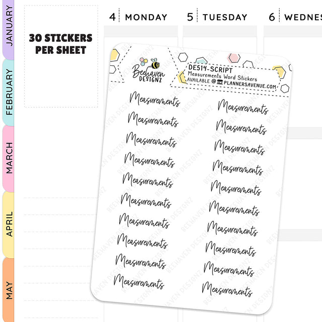 Measurements Script Stickers