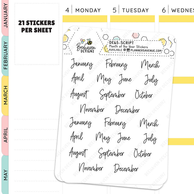 Month Script Planner Stickers